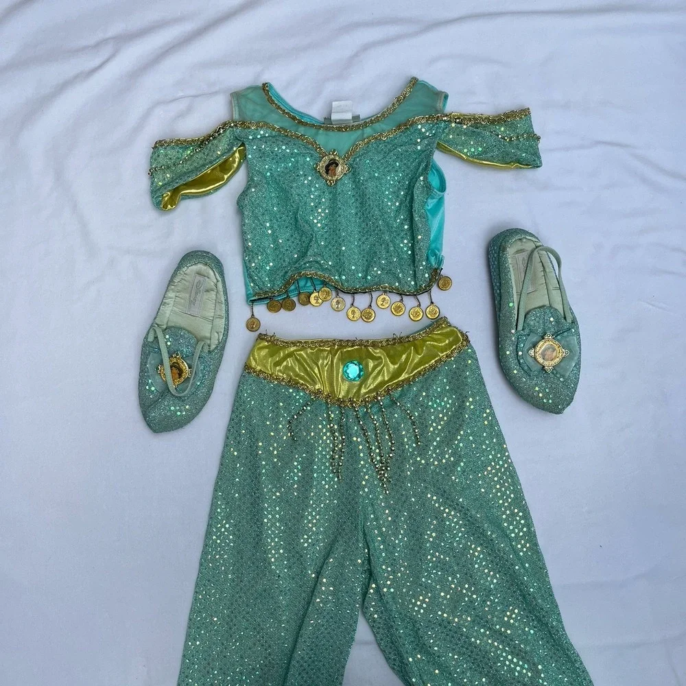 Disney Princess Jasmine Costume Kids Size 7/8 Sequin Aladdin Y2K Dress Up